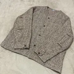 ジャーナルスタンダード ノーカラージャケット ヘリンボーン ツイード