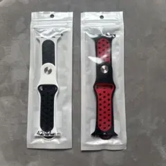 Apple Watch バンド42/44mmブラック×レッド・ブラック 2セット