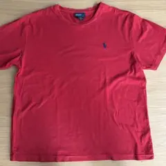 POLOポロラルフローレン コットンTシャツ 半袖 ポロ刺繍　L 赤