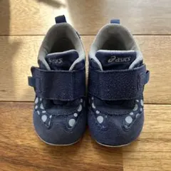 asics ネイビー ドット柄 ベビーシューズ