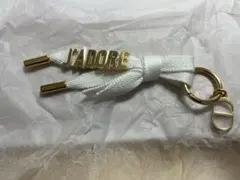 新品 DIOR J'ADORE キーホルダー ホワイト ゴールド