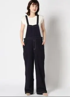 Spick and Spanシリンダルサロペオールインワン　サロペット　ネイビー