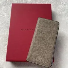 ボナベンチュラ　グレージュ、レッド　手帳型ケース iPhone 7 8 se