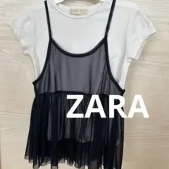 ZARA Tシャツ ブラックメッシュキャミソール