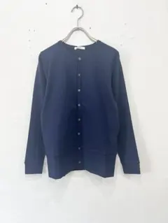 新品　FLAT.フライスクルーネックカーディガン　ネイビー