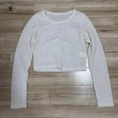 SHEIN DAZY 長袖ニット クロップド丈 M 黄色クリーム色