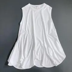 極美品✨ ルフィル コットンキュプラヘムギャザーブラウス ドロー 