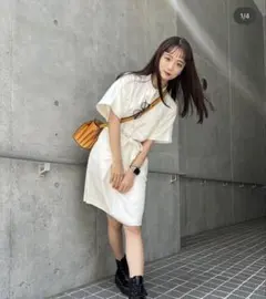 タグ付き】PINUE ラッフルシャツワンピース（WHITE）Mサイズ - メルカリ
