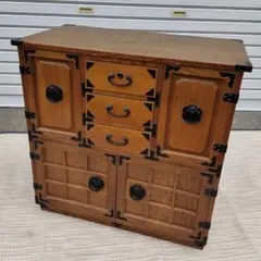 古家具 伸縮 小型ミシン棚】 木製 アンティーク ローボード 収納棚