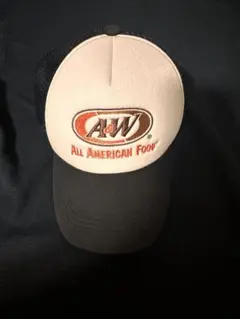 A&W 刺繍ロゴ キャップ ベージュ/黒
