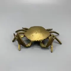 真鍮製 蟹 カニ 蓋物 置物 金属工芸 可動爪