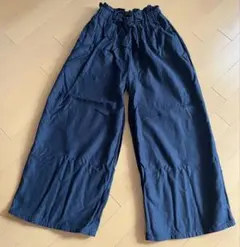 GU ガールズ　リネンブレンドプルオンワイドパンツ　サイズ160 黒