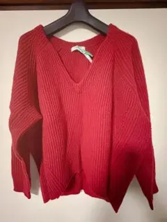 フリークスストア FREAKS STORE ニット セーター Vネック 長袖 赤
