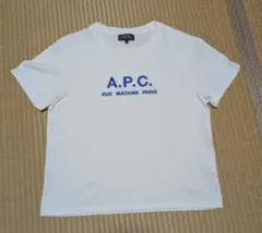 A.P.C. ホワイト Tシャツ 青刺繍ロゴ