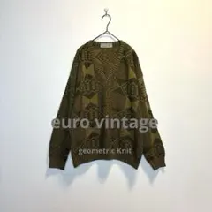 euro vintage フランス製　ニット　ジオメトリック　幾何学模様