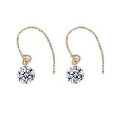 【特別価格】18K金メッキ ゴールド　揺れるモアサナイト 一粒ピアス