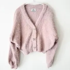 春色♡ AS KNOW AS plus ニット カーディガン リボン ピンクのサムネイル