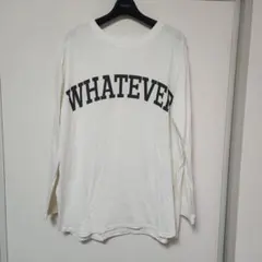 WHATEVERプリント長袖Tシャツ M ホワイト