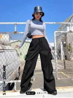 SHEIN シーイン　パラシュートパンツ　カーゴパンツ　S