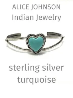 新品　ALICE JOHNSON作　バングル　ハート　ターコイズ