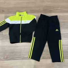 adidas ジャージ 100cm 黒/黄緑　上下セット