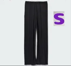 ユニクロ プリーツストレートパンツ S ブラック　【美品】