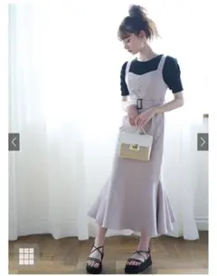 ベルト付き マーメイド ジャンパースカート　マーメイドスカート　ワンピース　春服