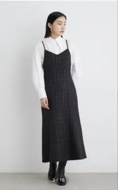 Lily brown シャツ付きキャミソールロングワンピース