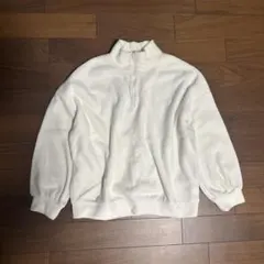 Dazy トップス フリース 長袖 ホワイト ハイネック L ハーフジップ