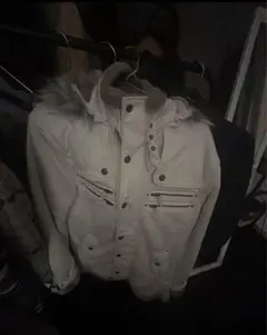 GILEVANS ホワイト ジャケット ファー付き 古着 平成 グランジ y2k
