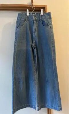 grove ワイドレッグデニムゴム入りウエスト