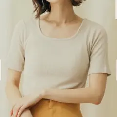 センスオブプレイス　2WAYメランジリブTシャツ(半袖)