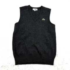 CHEMISE LACOSTE Vネック ニットベスト チャコールグレー　S相当