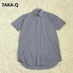 タカキュー 半袖シャツ ボタンダウン ストライプ L ブルー 通勤 きれいめのサムネイル