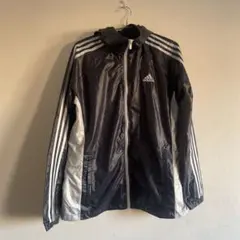 adidas フード付きジャージ L ネイビー　セットアップ　シャカシャカ