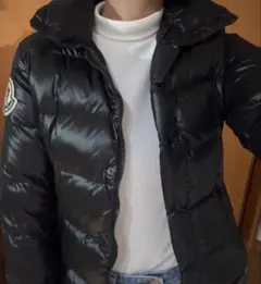 MONCLER モンクレールブラック ダウンジャケット　サイズ0 デカワッペン