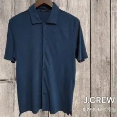 (レア)オールドJ.CREW 半袖開襟ニットシャツ 綿麻 紺 S大きめ Y2Kのサムネイル