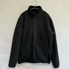 極暖ボア×フリース★リバーシブル風 ジップアップ ジャケット 黒 L相当海外古着