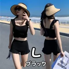 ブラック✨L　水着 レディース 体型カバー タンキニ ビキニ水着 セパレート09