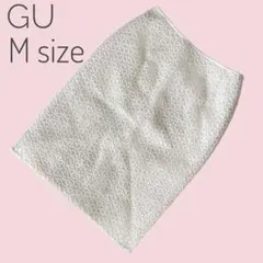 【GU】レース 刺繍 ひざ丈 スカート M 白 フォーマル セレモニー 廃盤