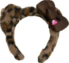 キティ　ヒョウ柄カチューシャ（リボン付き）