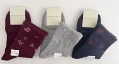 LAURA ASHLEYレディースソックス 3色セット22-24cm アンゴラ混