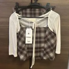 新品タグ付き andmary Riri check set up brown M