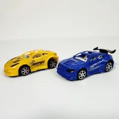 プルバックミニカー　レーシングカータイプ　ブルー＆イエロー　2台セット