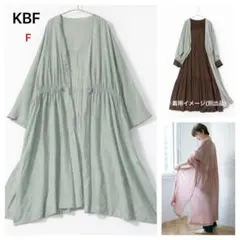 F【KBF】シアー 羽織りロングカーデ くすみ緑 ゆったり 美品のサムネイル