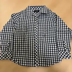 Eenti Meeni ギンガムチェック柄長袖シャツ 130 ネイビー