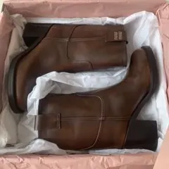 MIU MIU レザー ブーティ ブラウン 35 1/2のサムネイル
