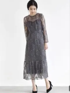 kaeneオールレースワンピース/ブルーグレー/（FREE SIZE）
