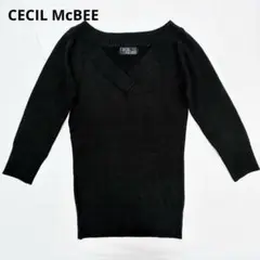 【美品✨】セシルマクビー Vネック 七分袖ニット・セーター ブラック