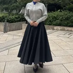 JENNEジャガード立体ドレープスカートL ブラック ジェンヌのサムネイル